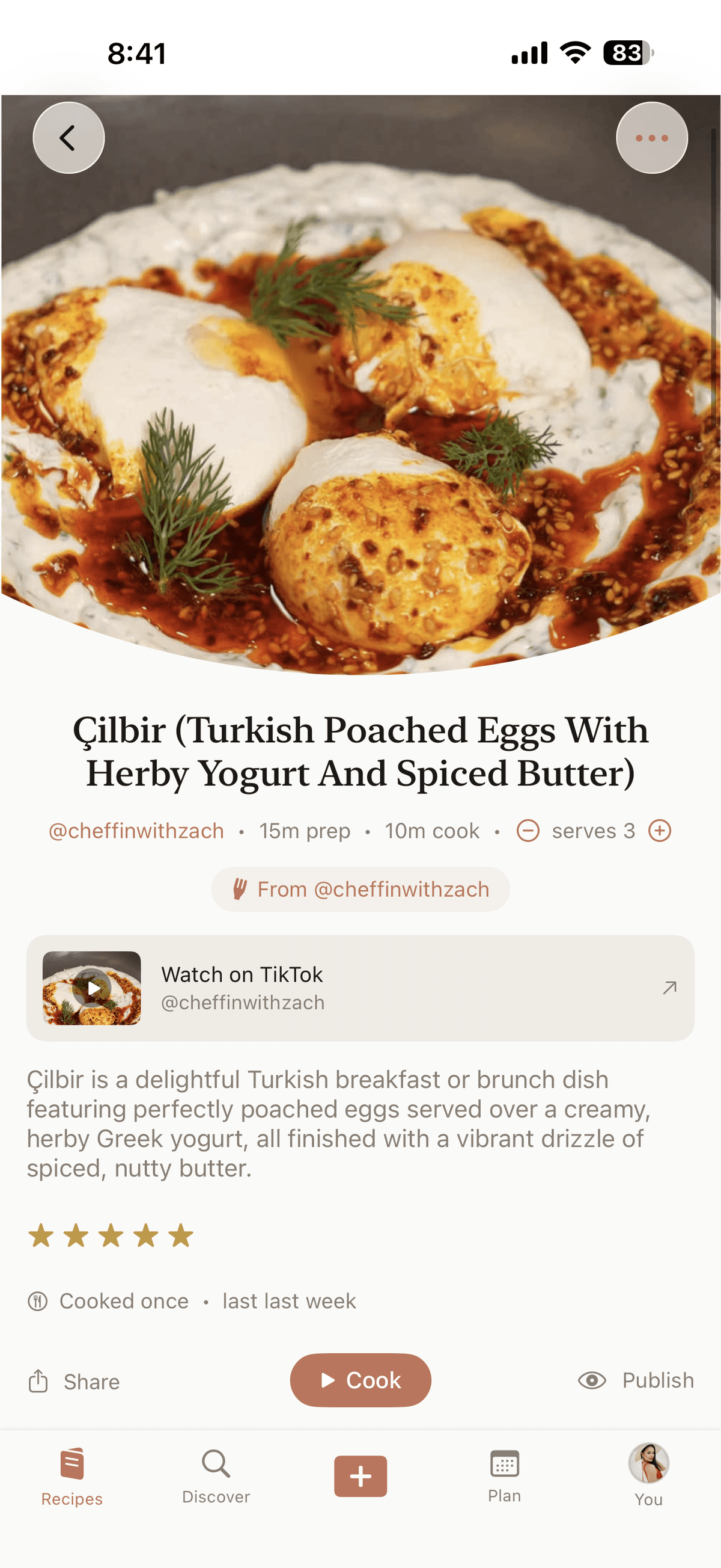 Simmer recipe detail view